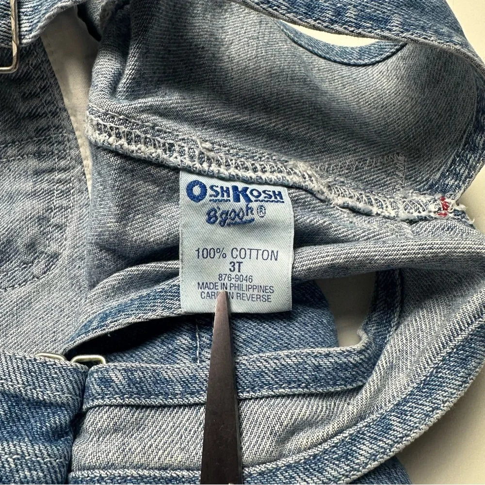 Vintage OshKosh Overalls | 90s Heart Patch Denim Relaxed · 3T